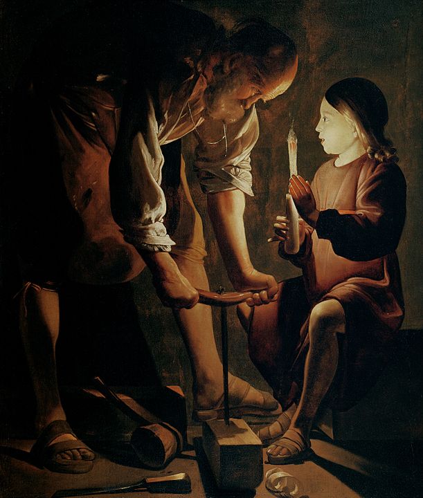 カラヴァッジョの流れのジョルジュ・ド・ラ・トゥールの作品「聖ヨセフ」（1642年または1645年）ルーヴル美術館蔵