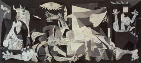 ピカソの「ゲルニカ」はゲルニカの町の空爆を描いたと主張したことで時代を代表する作品に。発表するときに時代性と結び付けることが作品の評価に繋がる。　Guernica, 1937, Museo Reina Sofia