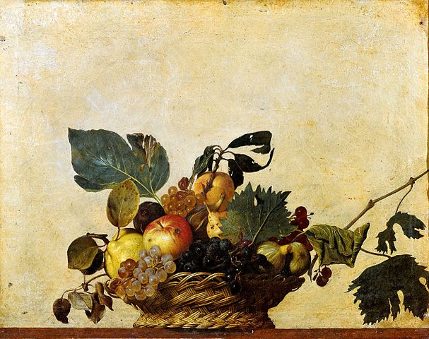 Caravaggio Michelangelo Merisi da Caravaggio, Fruitbasket (1595–96), oil on canvas, 31 x 47 cm